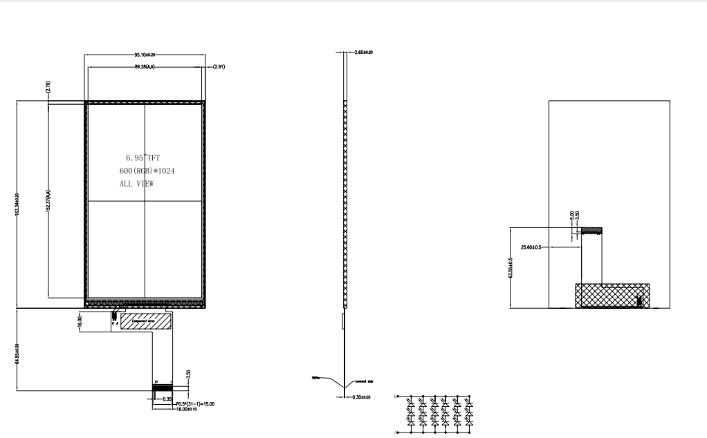 6.95 inch IPS MIPI Interface TFT without Touchscreen5