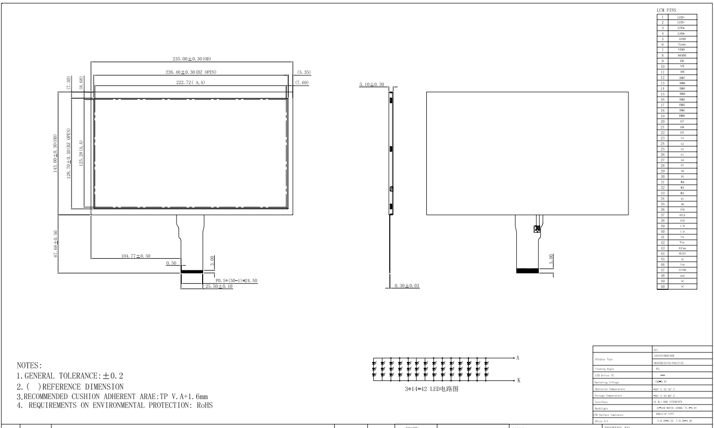 10.1 inch IPS High brightness TFT LCD Display without Touchscreen4