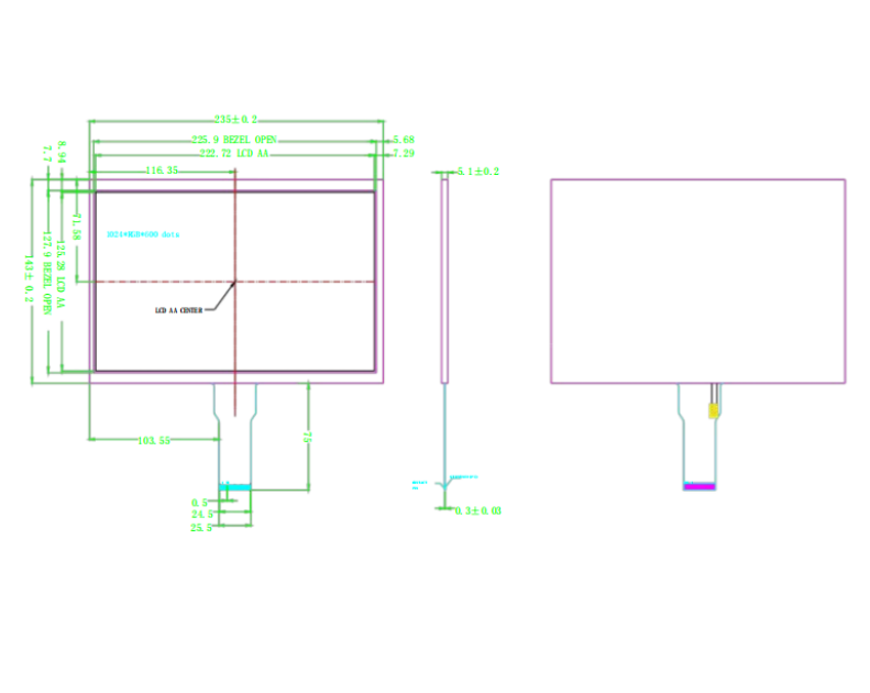 10.1 inch For HDMI Signal TFT Display With Resistive Touch Screen Size:10.1" HDMI | 1024x600 P5