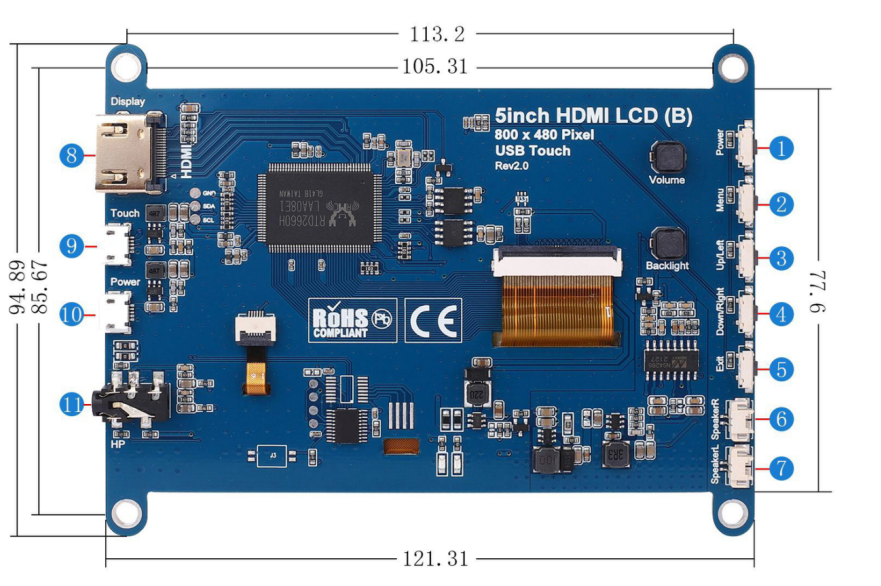 5.0 inch For HDMI Signal TFT Display With Resistive Touch Screen4