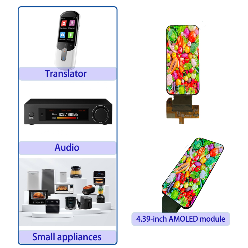 4.39-inch AMOLED Display Module | Ultra-Low Power High-Definition Screen | Suitable for Voice Recorders/Small Home Appliances/Audio Equipment5